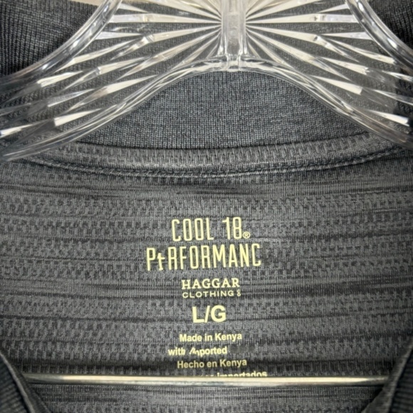 Haggar Cool 18 Marbled Gray Stripes Size L Golf Polo - Picture 2 of 10